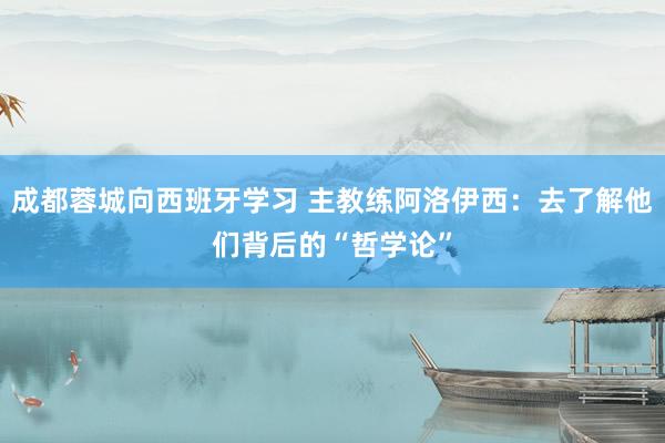 成都蓉城向西班牙学习 主教练阿洛伊西：去了解他们背后的“哲学论”