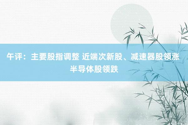 午评：主要股指调整 近端次新股、减速器股领涨 半导体股领跌