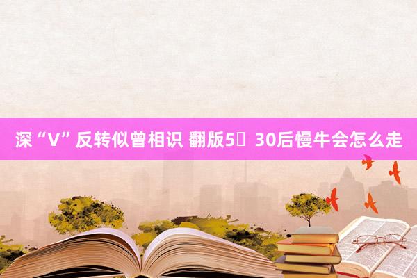 深“V”反转似曾相识 翻版530后慢牛会怎么走