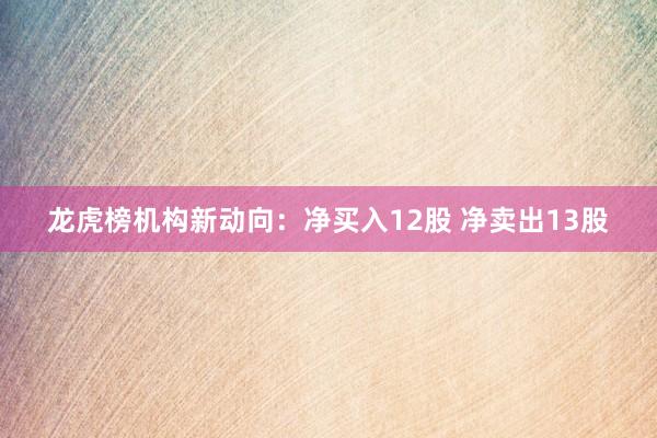 龙虎榜机构新动向：净买入12股 净卖出13股