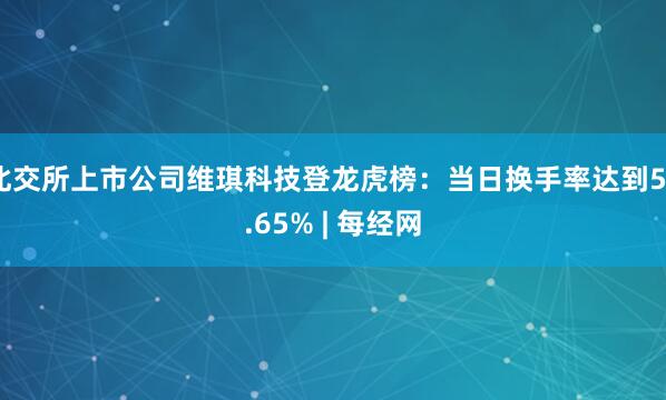 北交所上市公司维琪科技登龙虎榜：当日换手率达到52.65% | 每经网