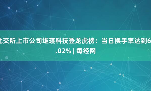 北交所上市公司维琪科技登龙虎榜：当日换手率达到66.02% | 每经网