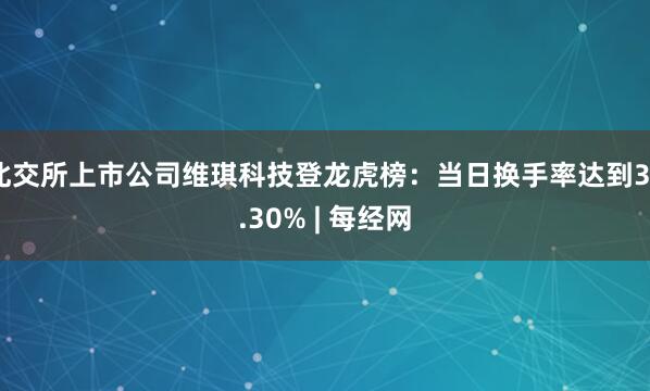 北交所上市公司维琪科技登龙虎榜：当日换手率达到32.30% | 每经网