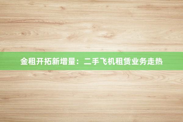 金租开拓新增量：二手飞机租赁业务走热