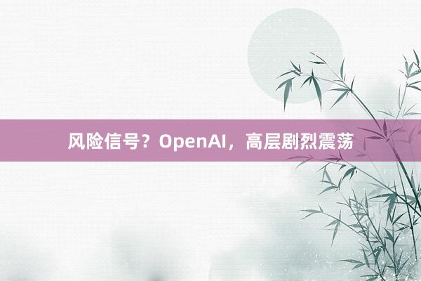 风险信号？OpenAI，高层剧烈震荡