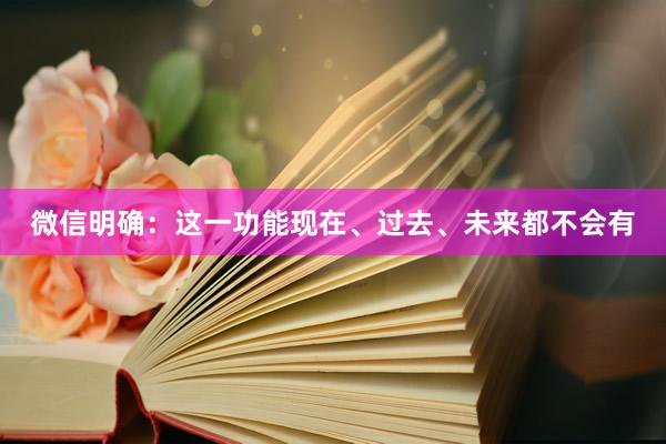 微信明确：这一功能现在、过去、未来都不会有