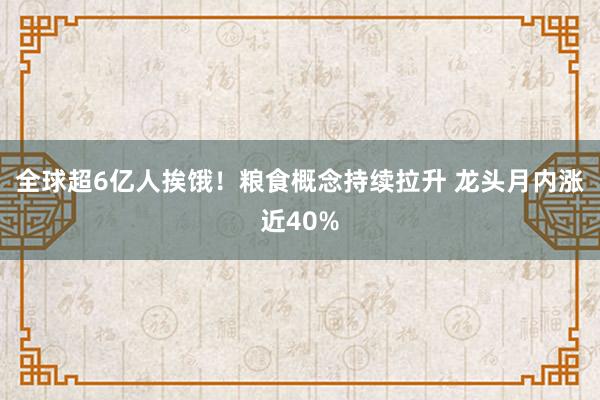 全球超6亿人挨饿！粮食概念持续拉升 龙头月内涨近40%