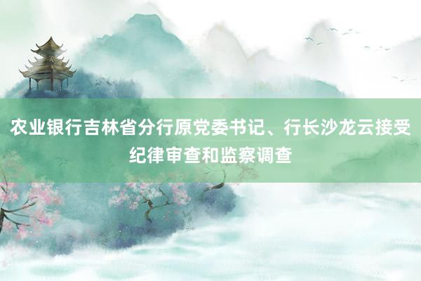 农业银行吉林省分行原党委书记、行长沙龙云接受纪律审查和监察调查