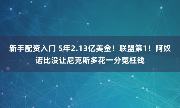 新手配资入门 5年2.13亿美金!联盟第1!阿奴诺比没让尼克斯多花一分冤枉钱