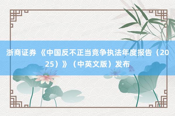 浙商证券 《中国反不正当竞争执法年度报告（2025）》（中英文版）发布