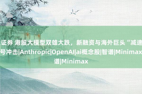 民生证券 港股大模型双雄大跌，新融资与海外巨头“减速”信号冲击|Anthropic|OpenAI|ai概念股|智谱|Minimax