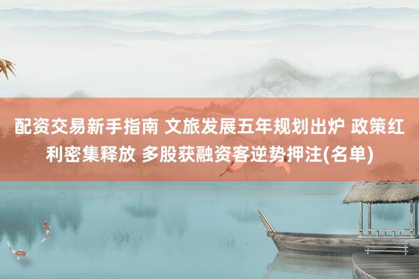 配资交易新手指南 文旅发展五年规划出炉 政策红利密集释放 多股获融资客逆势押注(名单)