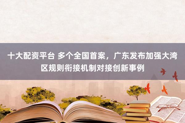 十大配资平台 多个全国首案，广东发布加强大湾区规则衔接机制对接创新事例