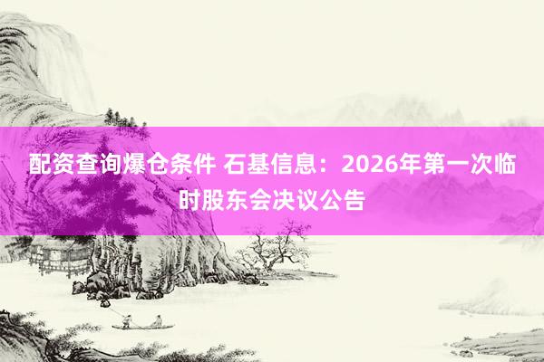 配资查询爆仓条件 石基信息：2026年第一次临时股东会决议公告