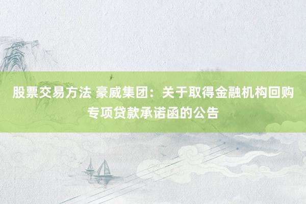 股票交易方法 豪威集团：关于取得金融机构回购专项贷款承诺函的公告