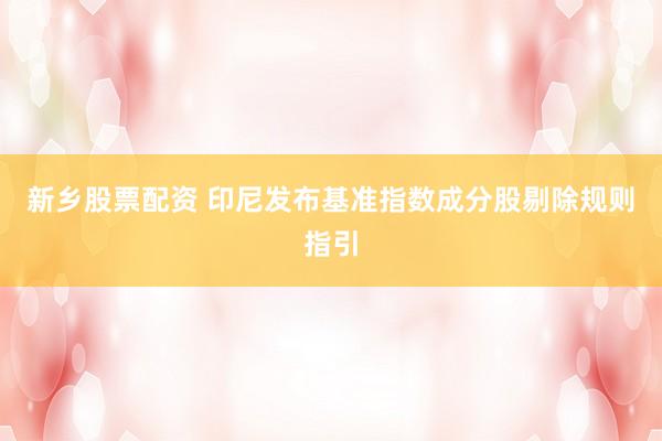 新乡股票配资 印尼发布基准指数成分股剔除规则指引